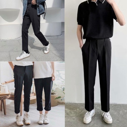 Quần ống rộng nam Baggy vải Hàn cao cấp màu đen, ghi co giãn thời trang nam tính | BigBuy360 - bigbuy360.vn