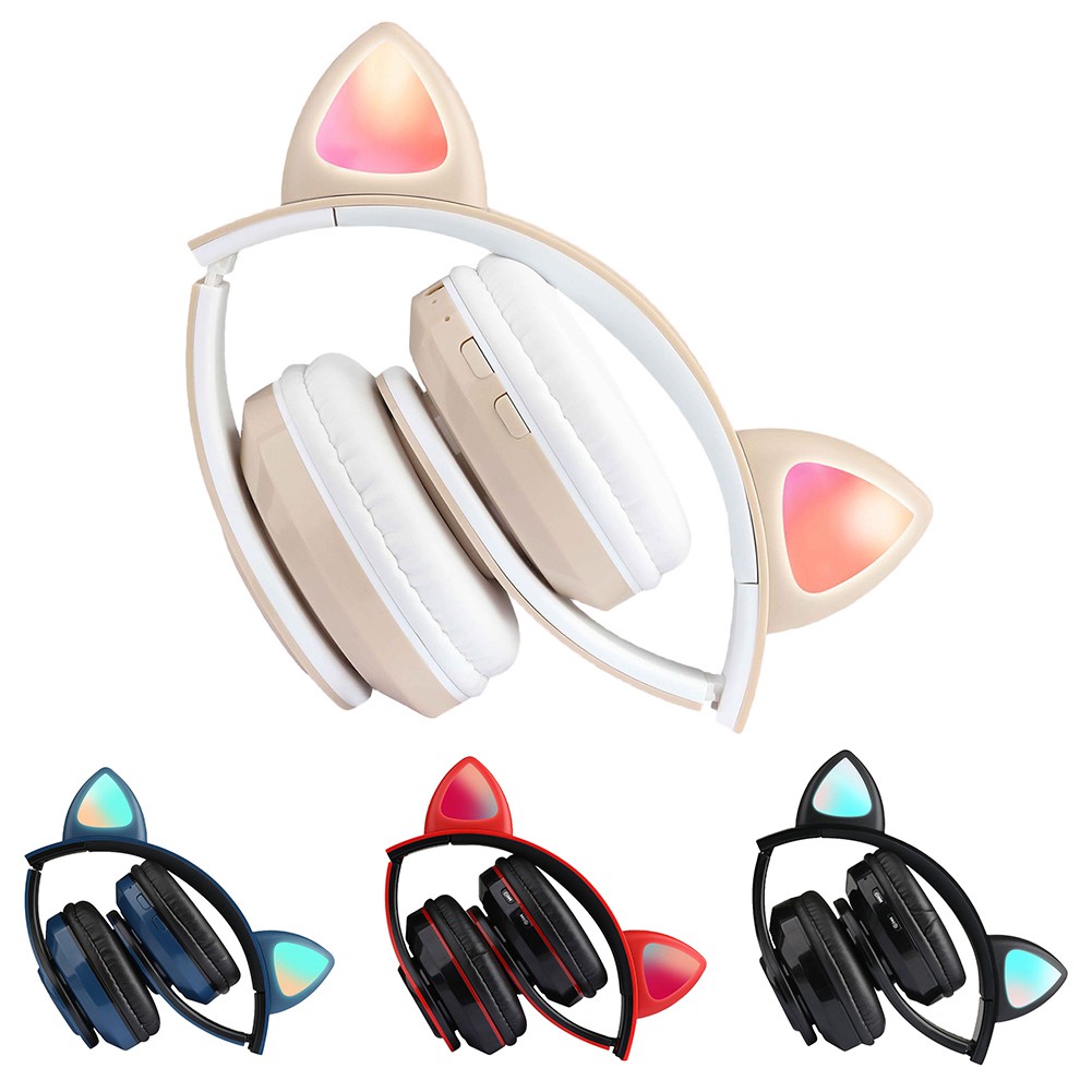 Rechargeable Cartoon Cat Ear Shape Wireless Bluetooth Headphone Gaming Headset