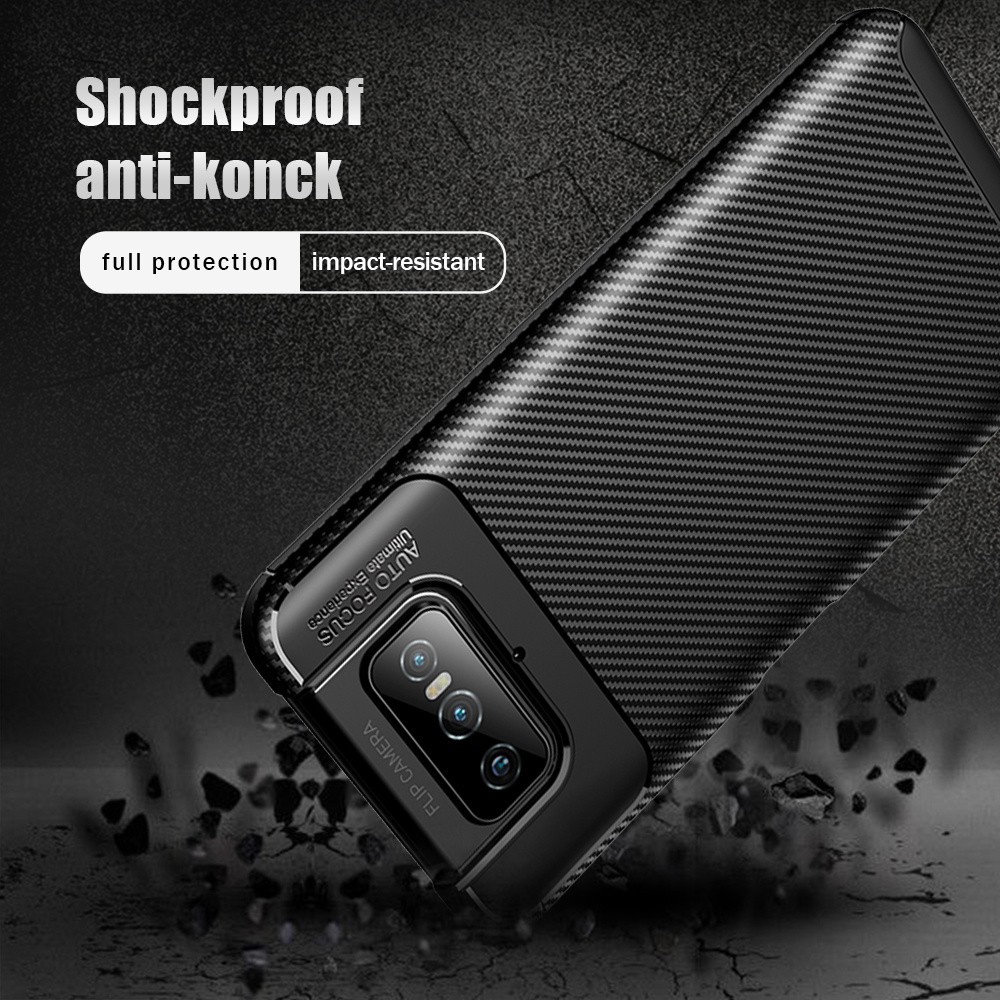 Ốp điện thoại UFlaxe Silicon sợi carbon mềm chống sốc cao cấp cho Asus Zenfone 7 ZS670KS Zenfone 7 Pro ZS671KS