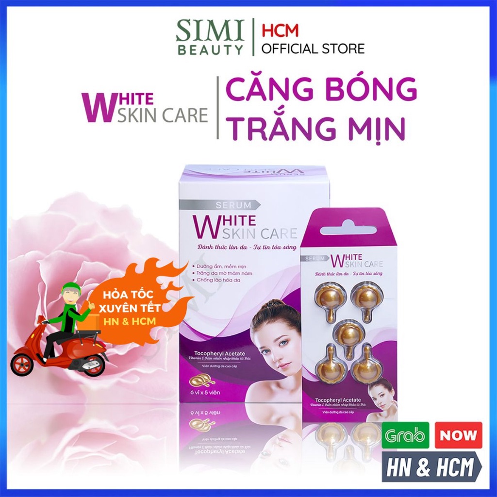 Serum trắng da White Skin Care tinh chất dưỡng cấp ẩm căng mịn chống lão hoá da mặt cổ khô dầu mụn nhạy cảm mờ nám