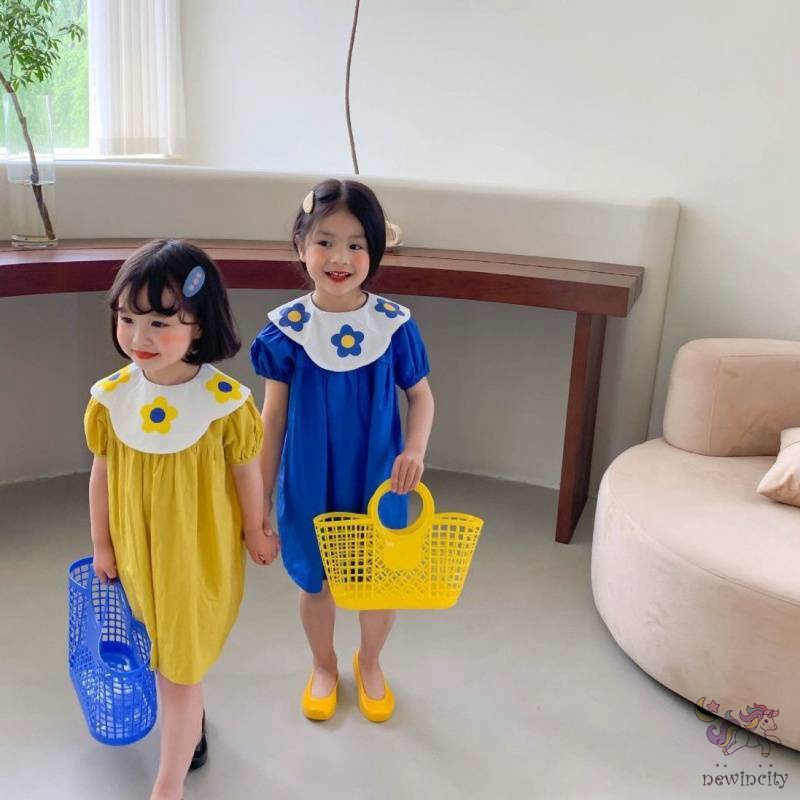 Đầm Công Chúa Tay Ngắn In Hoa Kiểu Hàn Quốc Thời Trang Mùa Hè Cho Bé Gái