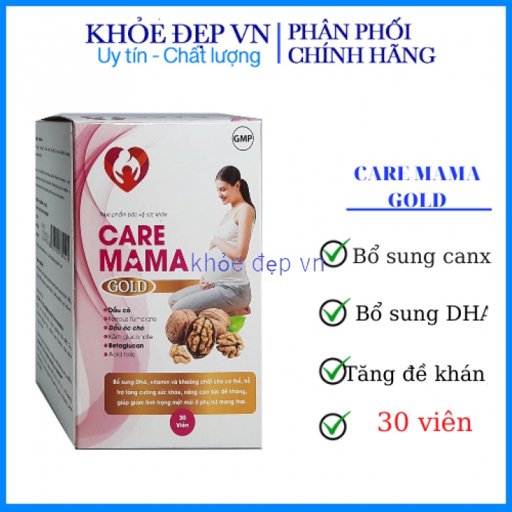 Vitamin Tổng Hợp Cho Bà Bầu Care Mama Gold Bổ Sung DHA , Axitfolic - Hộp 30 Viên