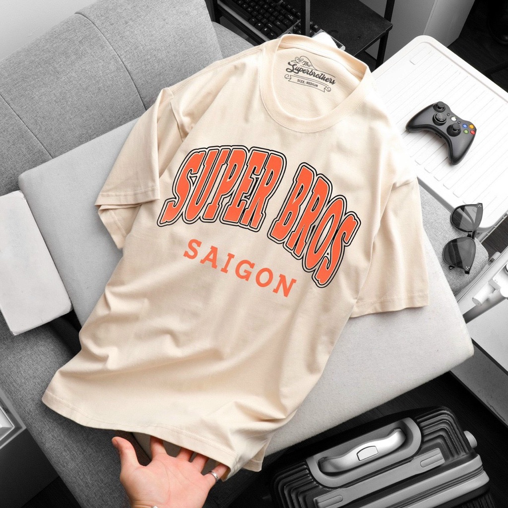 Áo Thun Couple Thời Trang Thun Super Bros Printed Cotton