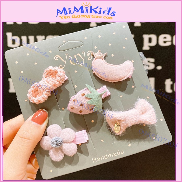 Set 5 kẹp tóc công chúa  phong cách Hàn Quốc xinh yêu cho bé