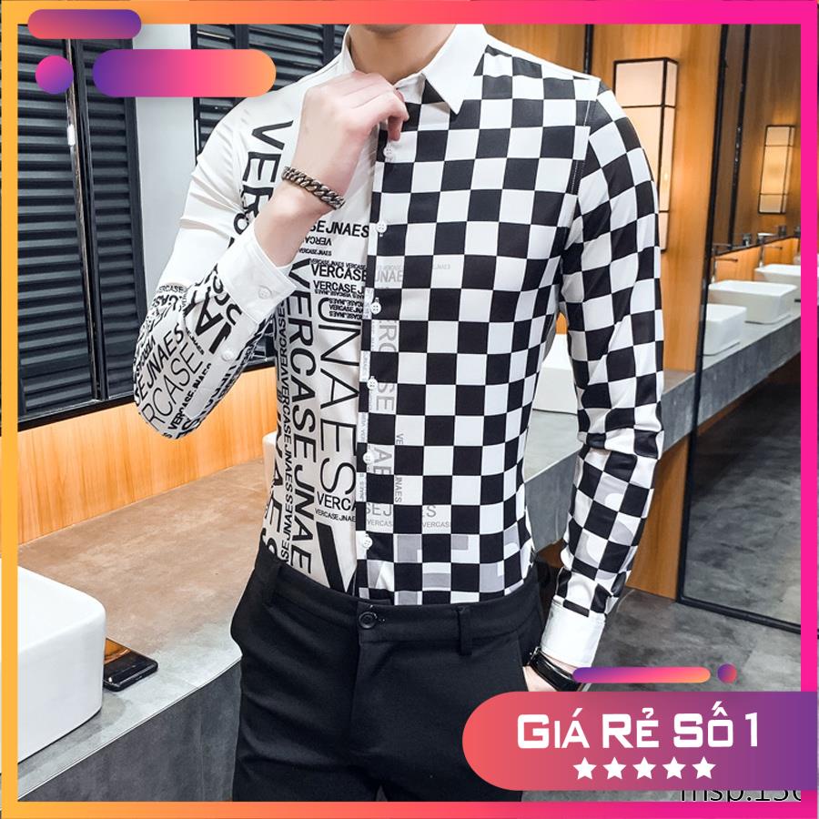 Áo sơ mi phối caro đen trắng Vercase TSM mã 136 | BigBuy360 - bigbuy360.vn