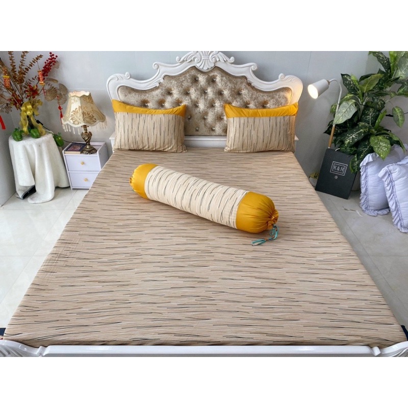Bộ drap thun hàn quốc 4 món phối gối siêu tây