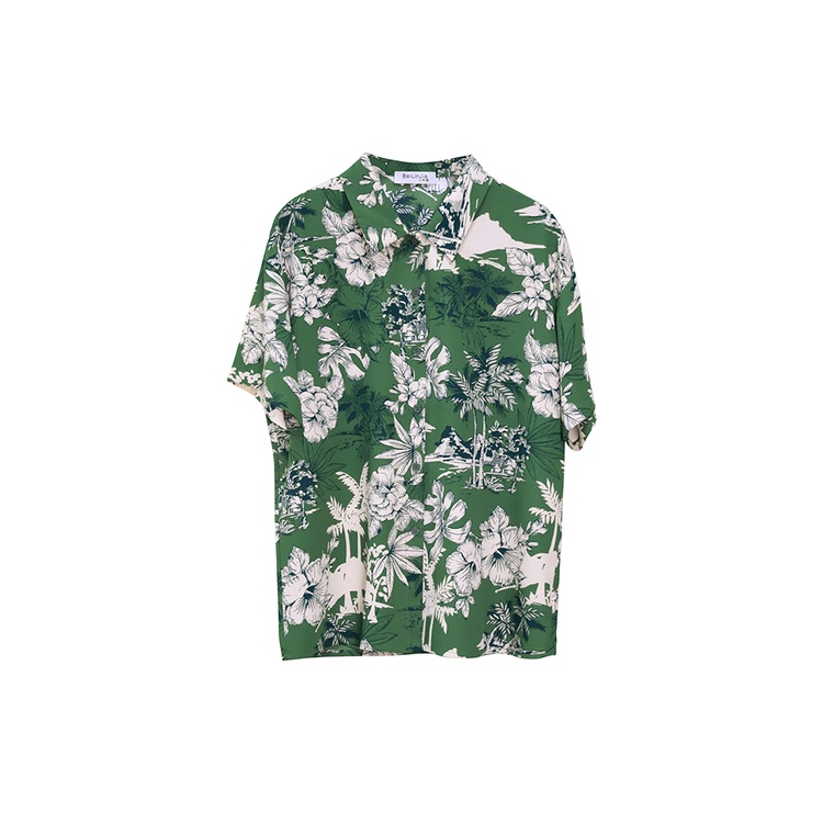 Áo Sơ Mi Tay Ngắn Họa Tiết Hoa Thời Trang Phong Cách Hàn Quốc Cho Nam/ Nữ