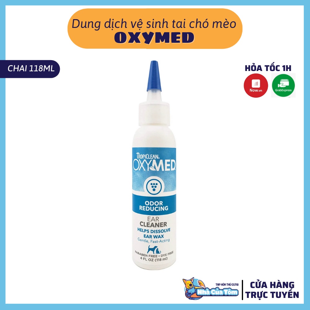 [Chai 118ml] Nước rửa tai chó mèo Tropiclean OXYMED - Hàng chính hãng Tropiclean