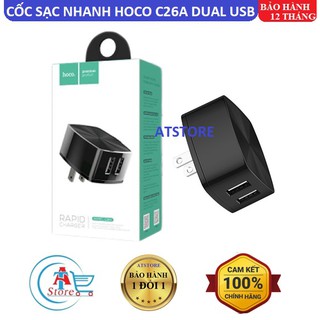 Cốc sạc nhanh hoco c26a dual usb 3.4a chính hãng