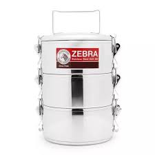 Camen Inox Zebra Thái Lan cao cấp 12cmx3 ngăn có khóa gài, ngăn rời, inox 304 - 150230
