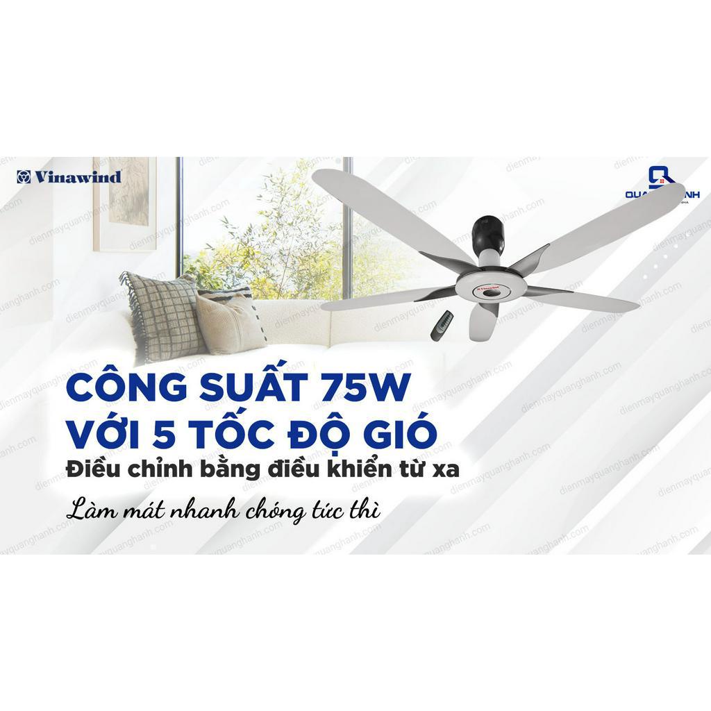 Quạt Trần Vinawind QT-1500X 5 Cánh Có Điều Khiển Kiểu Dáng Hiện Đại An Toàn, Tiết Kiệm Điện