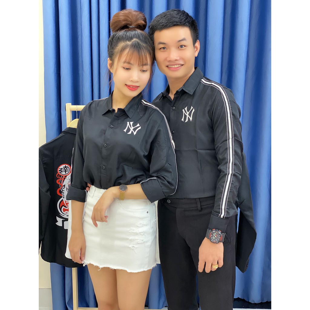 Áo Sơ Mi Dài Tay Cặp Đôi Nam- Nữ In Thiêu | BigBuy360 - bigbuy360.vn