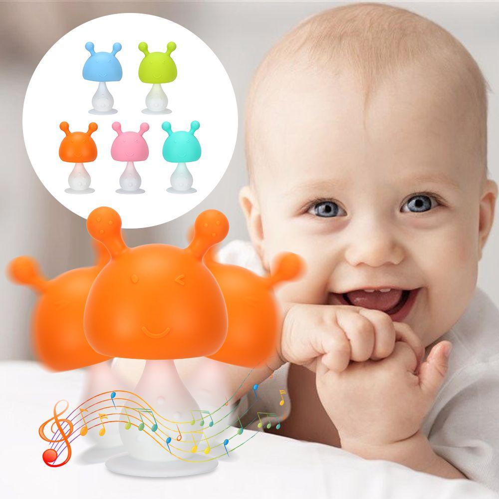 Đồ chơi ngậm răng chăm sóc răng miệng hình cây nấm bằng silicon không BPA làm quà tặng cho bé trai và gái