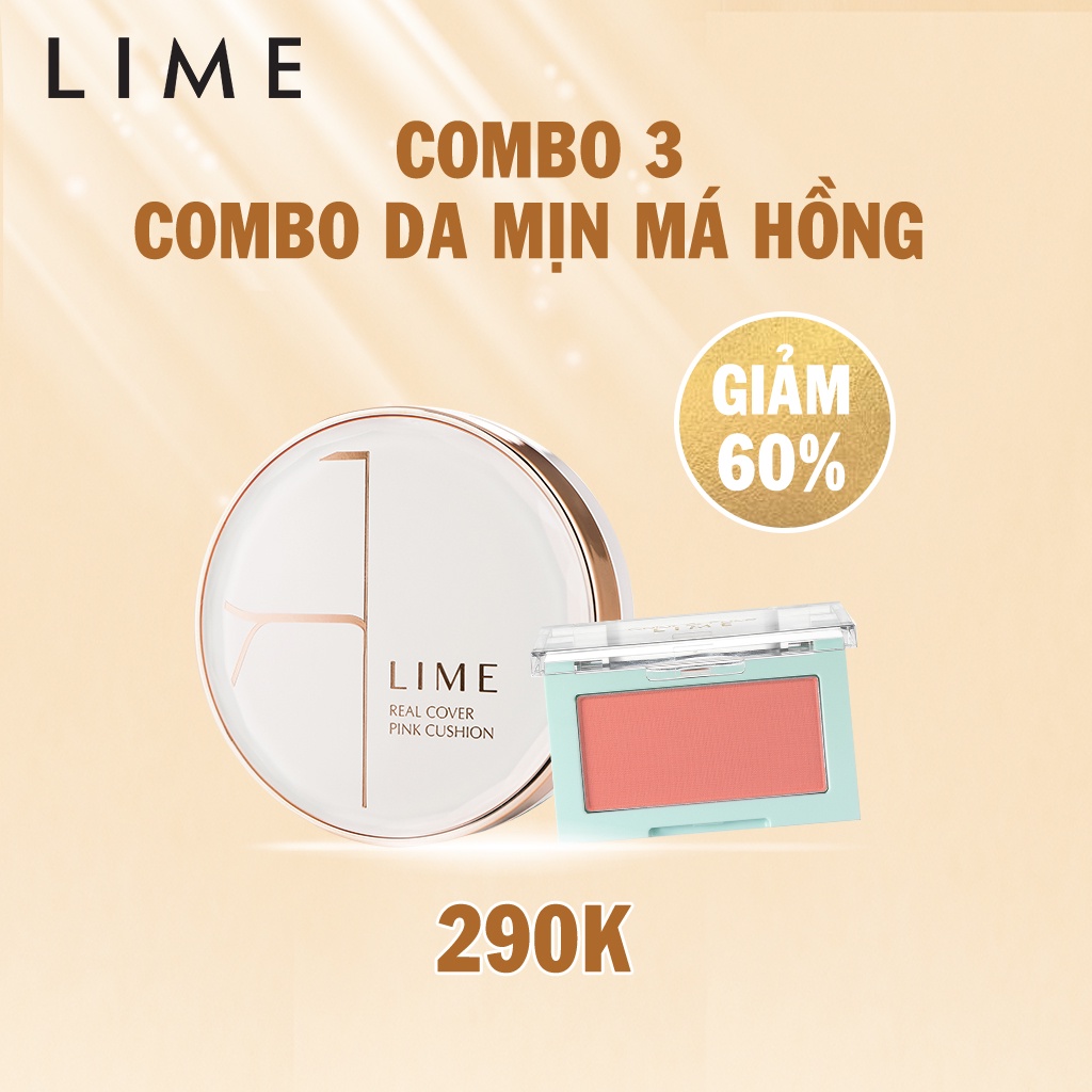 Combo Da Mịn Má Hồng Phấn Má Hồng Đa Năng Lime Color & Face Single Blusher +Cushion Pink 25g