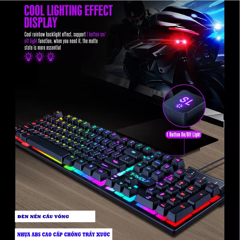 Bàn Phím Giả Cơ Màu Đen Có Dây T-WOLF T20 Gaming Văn Phòng