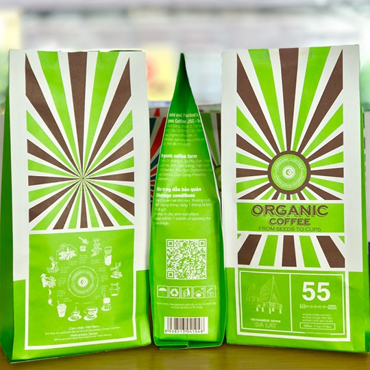 Cà phê hữu cơ ĐÀ LẠT 55 - Robusta 100% 250 gram Organic Cafe