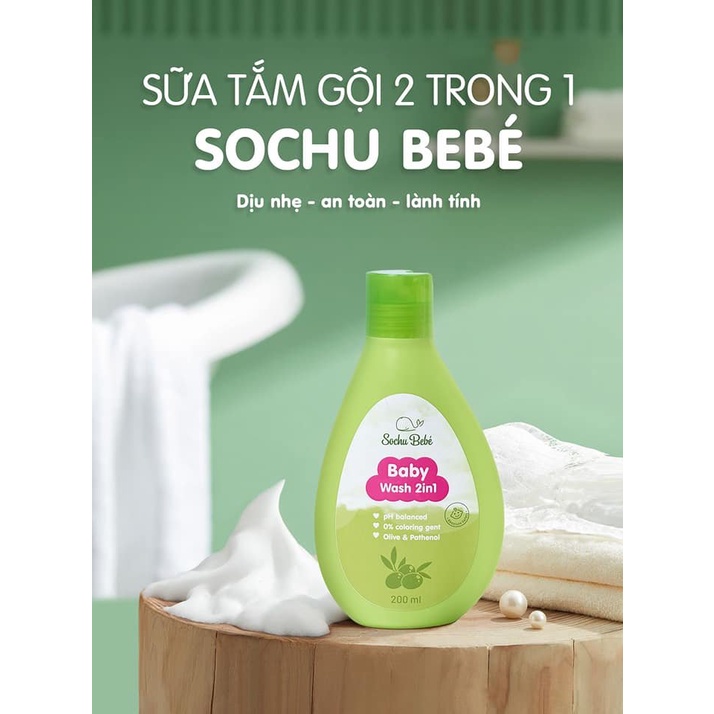 Tắm gội cho bé Baby Wash 2 in 1 Sochu bebé 200ml - Tặng Kèm Gấu Bông