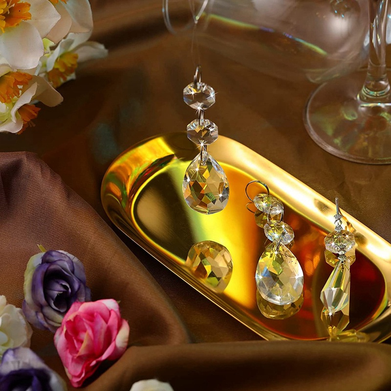 Set 24 Hạt Pha Lê Giọt Nước 38Mm Trang Trí Đèn Chùm