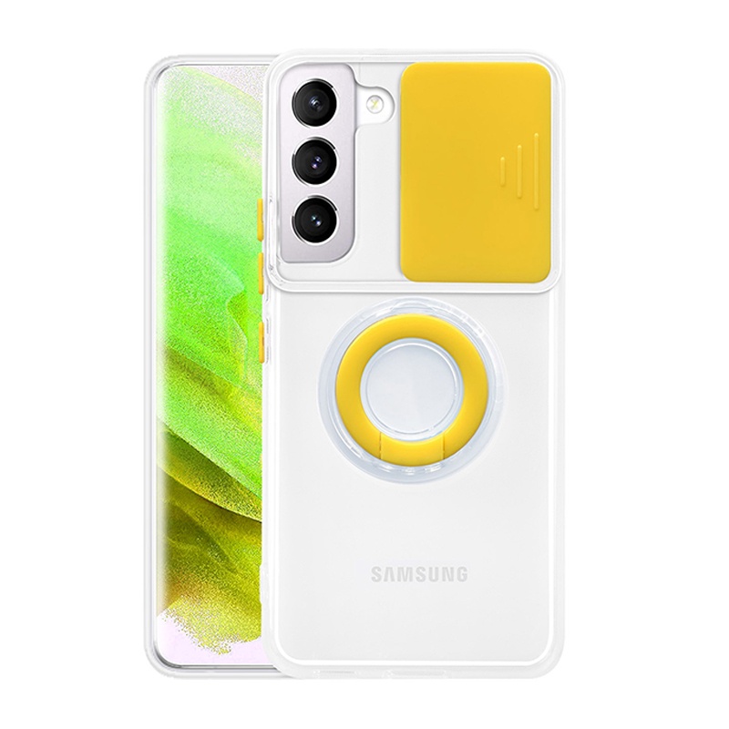 Transparent Window Push Phone Case For Samsung Galaxy S21 S21 Plus S21 Ultra S21 FE S22 Ultra S22 S22 Plus Z Flip 3 5G Z Fold3 5G M51 Ring Bracket Shockproof TPU Cover