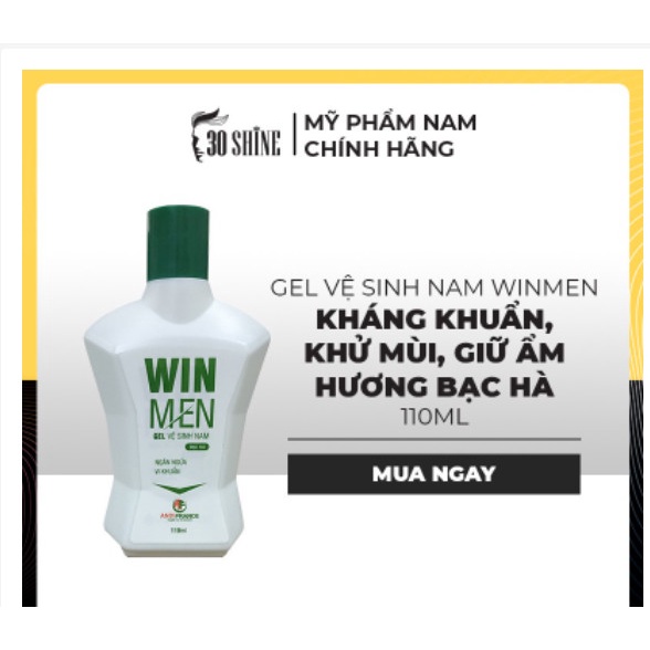 Gel vệ sinh nam Winmen 110ml - Khử mùi, Kháng khuẩn, Giữ ẩm - Hương bạc hà mát lạnh phân phối chính hãng 30shine