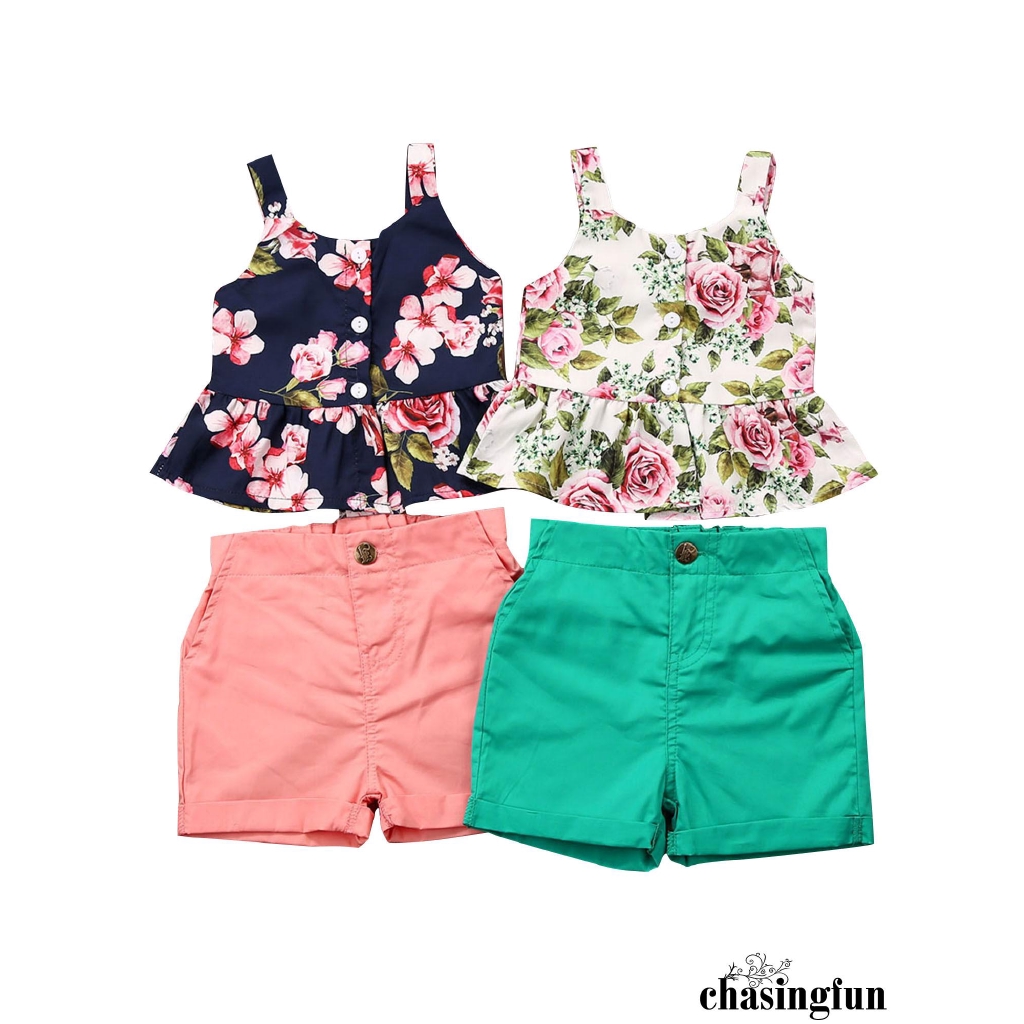 Set Áo Croptop + Quần Short Thời Trang Cho Bé Gái