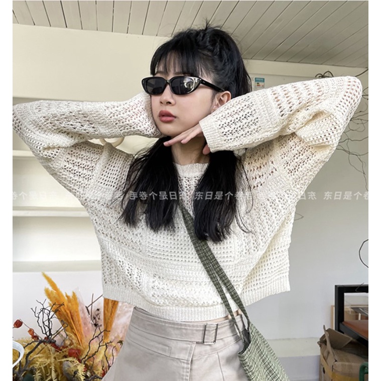 Áo sweater XIAOZHAINV tay dài chống nắng phong cách cổ điển Hàn Quốc cho nữ