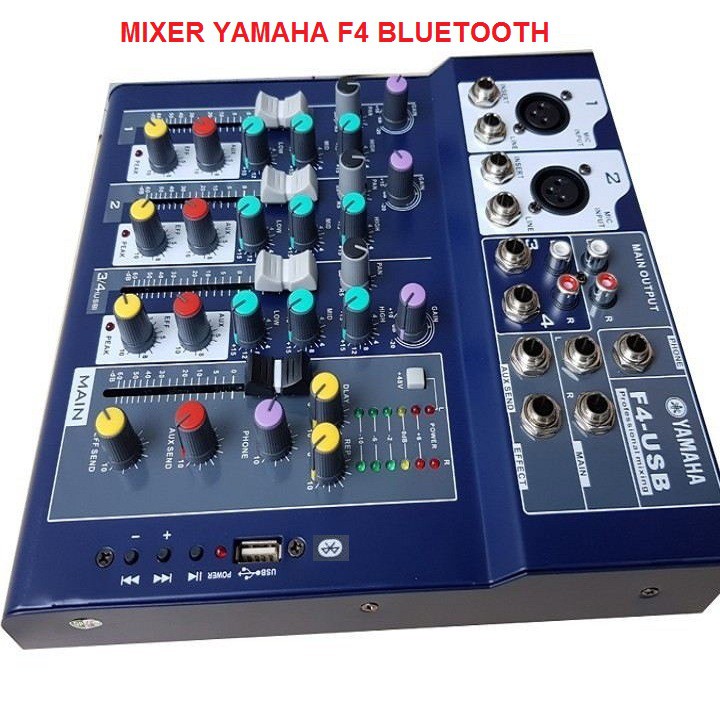 Mixer Yamaha F7-MB, Livestream Karaoke Có Bluetooth Và Mixer F4 USB Bluetooth - Tặng Giắc 6,5