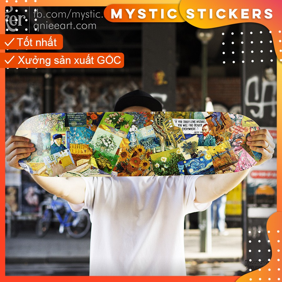 [ART - VAN GOGH#1] 127 Sticker chống nước/dán xe laptop mũ bảo hiểm vali...