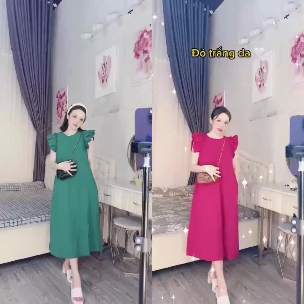 Váy V02 Tay Xếp Ly From Rộng Chất Đẹp | BigBuy360 - bigbuy360.vn