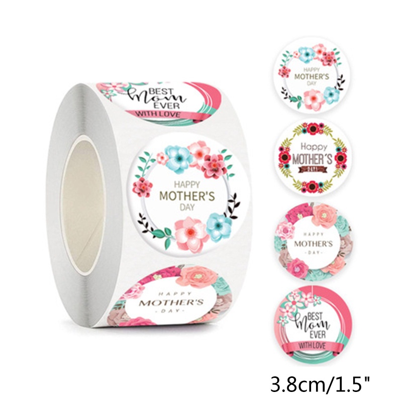 Cuộn 500 Nhãn Dán Hoa Đường Kính 3.8cm / 2.5cm Trang Trí Phong Bì Ngày Của Mẹ