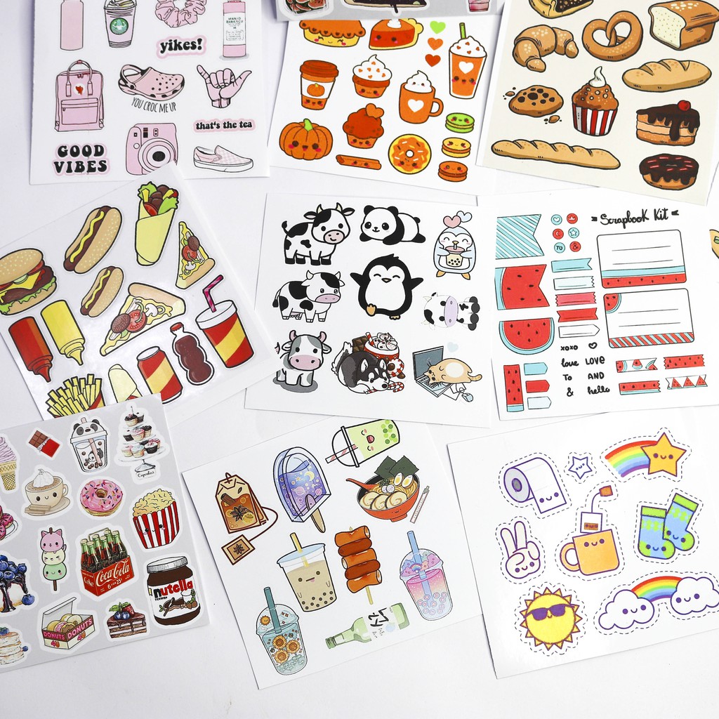 Sticker pilu 5 TỜ Nhãn dán dễ thương 5 tấm