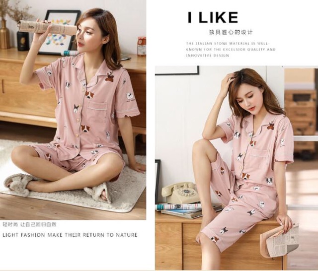 Đồ bộ bầu và sau sinh mùa hè, Bộ Pyjama sau sinh có thiết kế cho con bú chất đẹp