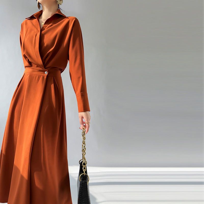 Đầm Satin Dài Tay Thời Trang Pháp 2022 Chất Lượng