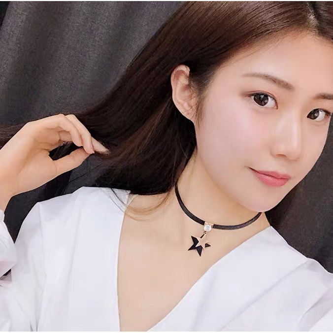 Vòng Cổ choker Hình Ngôi Sao Màu Đen Phong Cách Hàn Quốc Thời Trang Cho Nữ