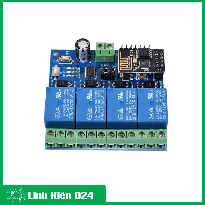 Module relay ESP8266 ESP-01 DC 12V 4 kênh hỗ trợ điều khiển từ xa trên điện thoại