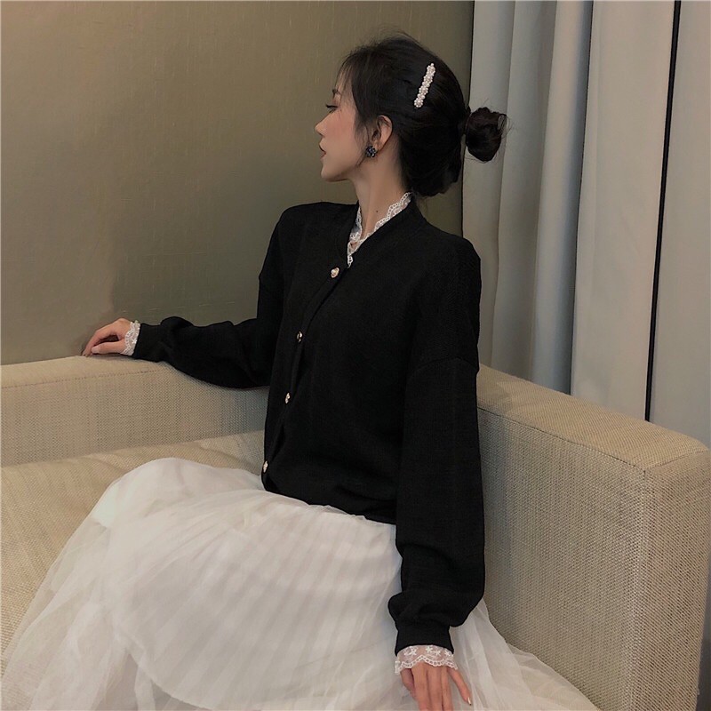 (Có Sẵn) Áo Khoác Len Cadigan Áo Len Viền Ren -loại 1 (có ảnh thật) | BigBuy360 - bigbuy360.vn