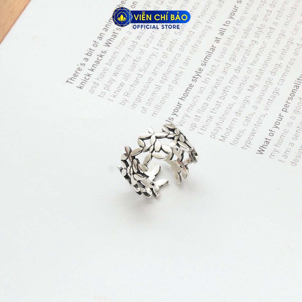 Nhẫn bạc nữ hình hoa lá bản hở chất liệu bạc Thái 925 thời trang phụ kiện trang sức nữ Viễn Chí Bảo N000026