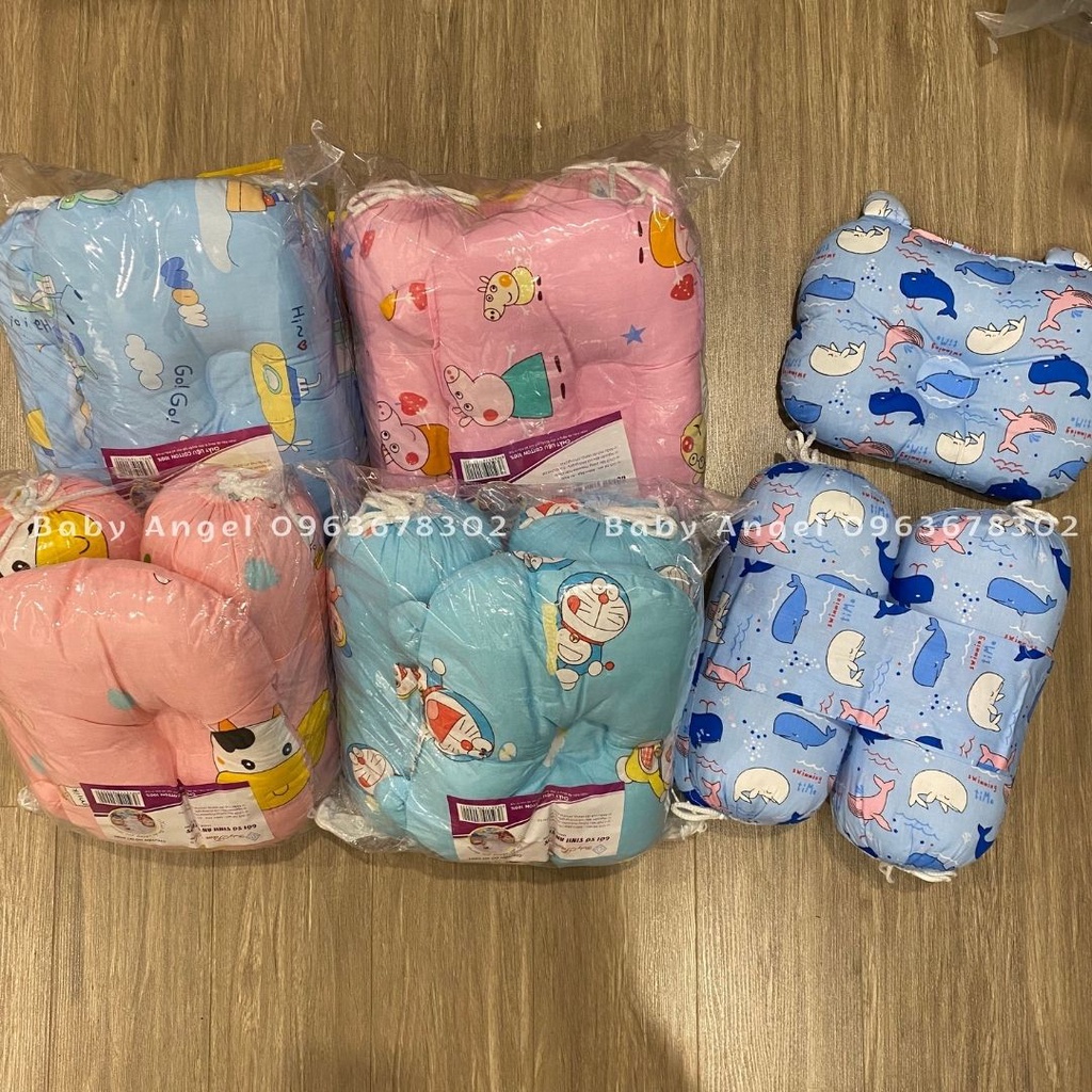 {𝑺𝑰𝑬̂𝑼 𝑹𝑬̉} Bộ Gối chặn kèm gối lõm Hiền Trang cho bé, chặn bông chắc chắn, gối chống méo đầu