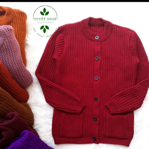 Áo len  cổ tròn người lớn tuổi, người già, trung niên, cho bà, cho mẹ - Made in VN