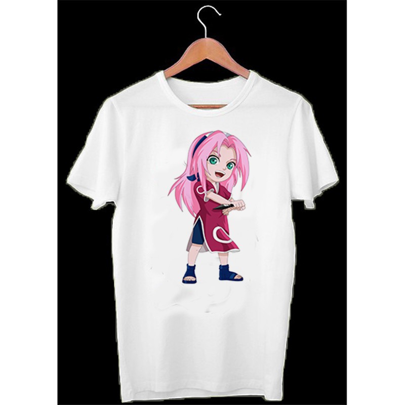 Áo thun Cotton Unisex - Nhân vật Haruno Sakura - Naruto - Chibi - Haruno Sakura cười tươi