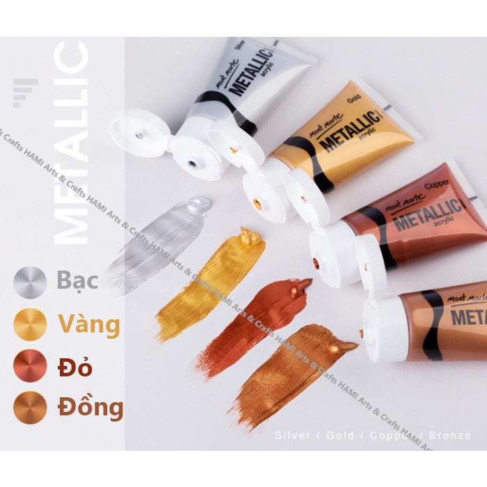 Màu Acrylic Mont Marte bộ 4 màu nhũ