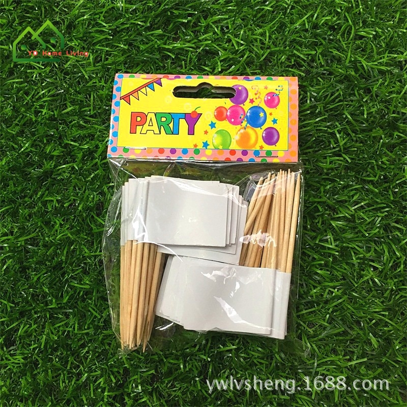 Bộ lá cờ cắm trang trí bánh màu trắng chưa có họa tiết tiện lợi cho tiệc tùng