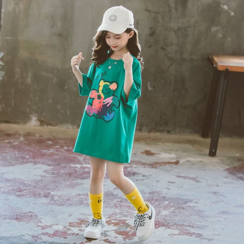 Đầm Thun Cotton Tay Ngắn Dáng Rộng Thời Trang Mùa Hè Cho Bé Gái Từ 3 Đến 4 Đến 5-6 Đến 7 Đến 8 Đến 9 Đến 10 Đến 11-12 Tuổi 2022