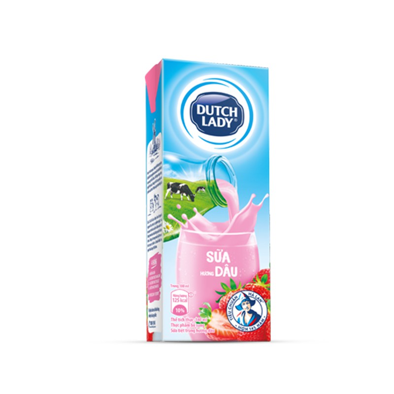 Thùng 48 Hộp Sữa Tươi Tiệt Trùng Dutch Lady Cô Gái Hà Lan Hương Dâu 48 x 180ml