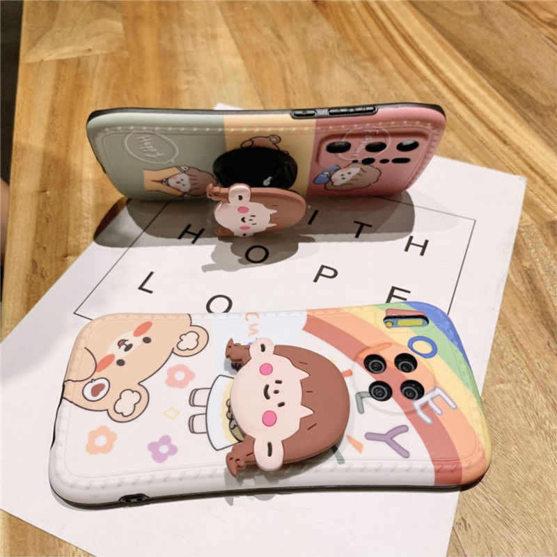 Ốp điện thoại mềm hình cô gái dễ thương có giá đỡ cho Huawei P30Pro Nova7 Mate30 P40 P30