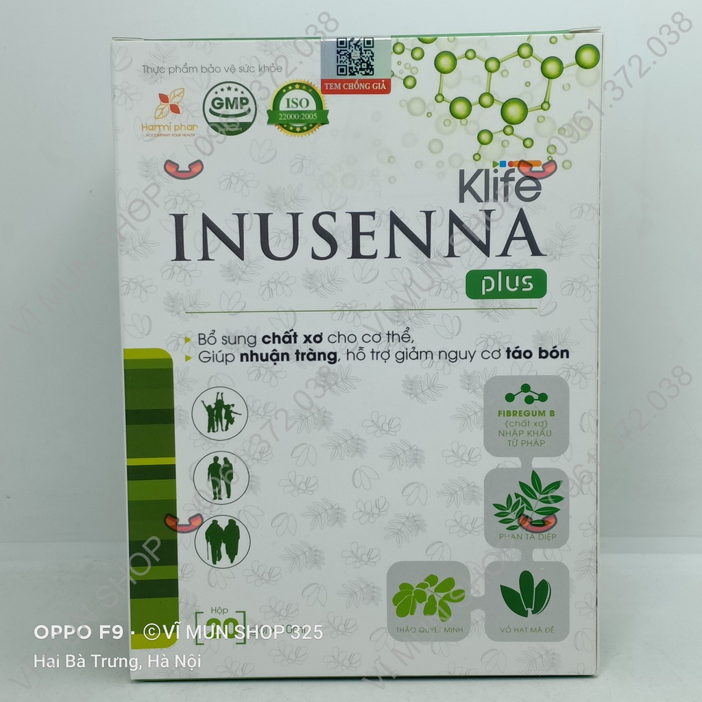Klife INUSENNA Plus 20 ống - Bổ sung chất xơ và các chất giúp nhuận tràng