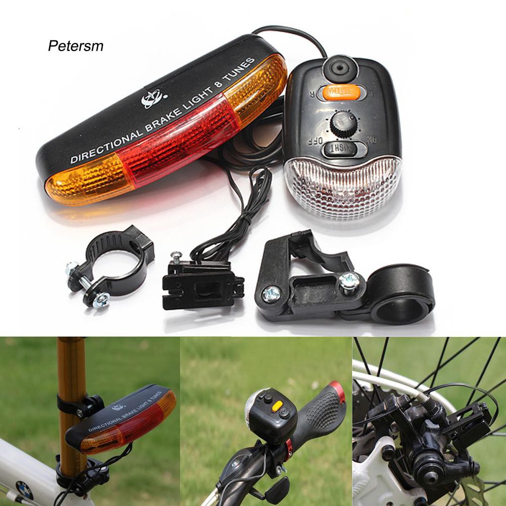 Bộ phụ kiện 3 trong 1 với đèn tín hiệu 7 bóng LED có còi gắn xe đạp chạy bằng pin AA tiện lợi