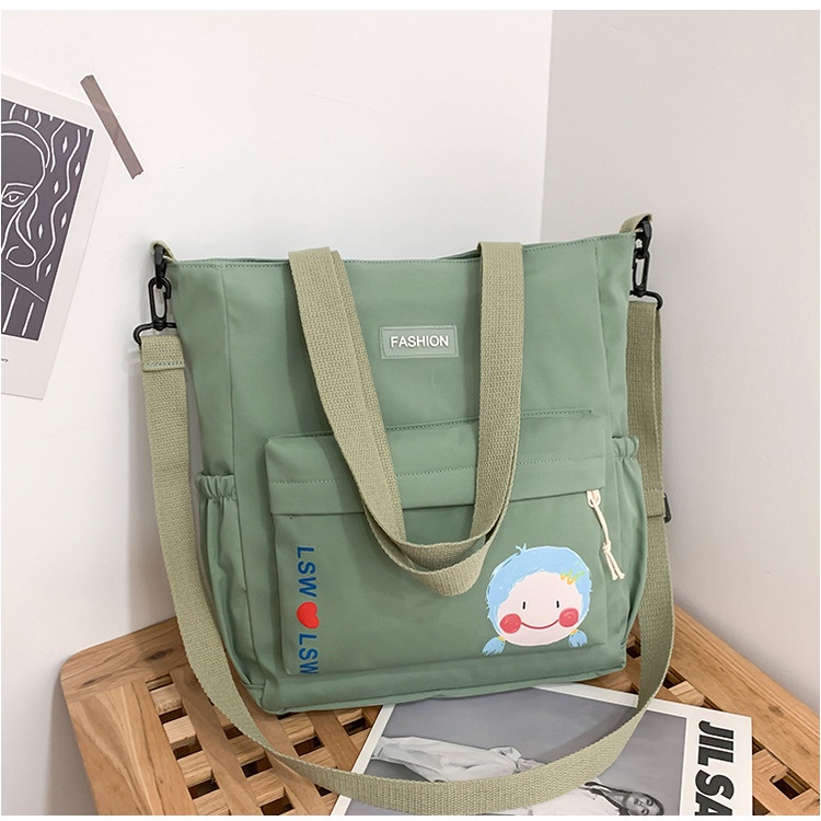 Túi Vải Canvas Đeo Vai Màu Sắc Đơn Giản Thời Trang Dành Cho Nữ