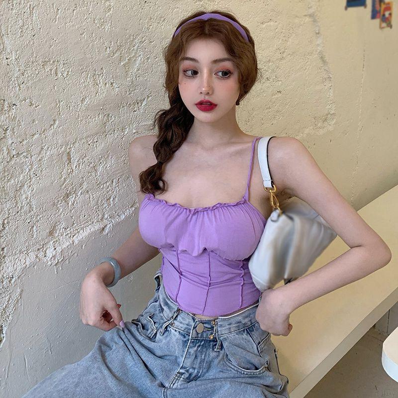 Áo Hai Dây Màu Trơn Quyến Rũ Thời Trang Hàn Quốc