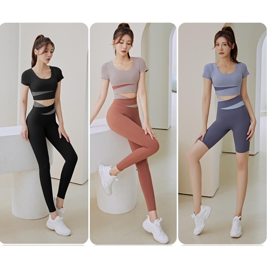 Bộ đồ tập gym, yoga, aerobic nữ 2 món áo croptop có mút đệm và quần siêu co giãn, tôn dáng, nâng mông